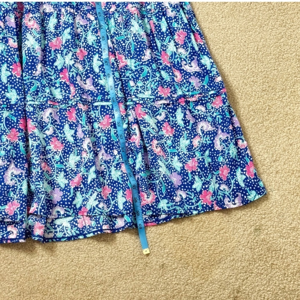 Poupette St Barth Della Maxi Dress Belted Blue Pink Ruffle Sleeve Tiered Skirt - Picture 11 of 16